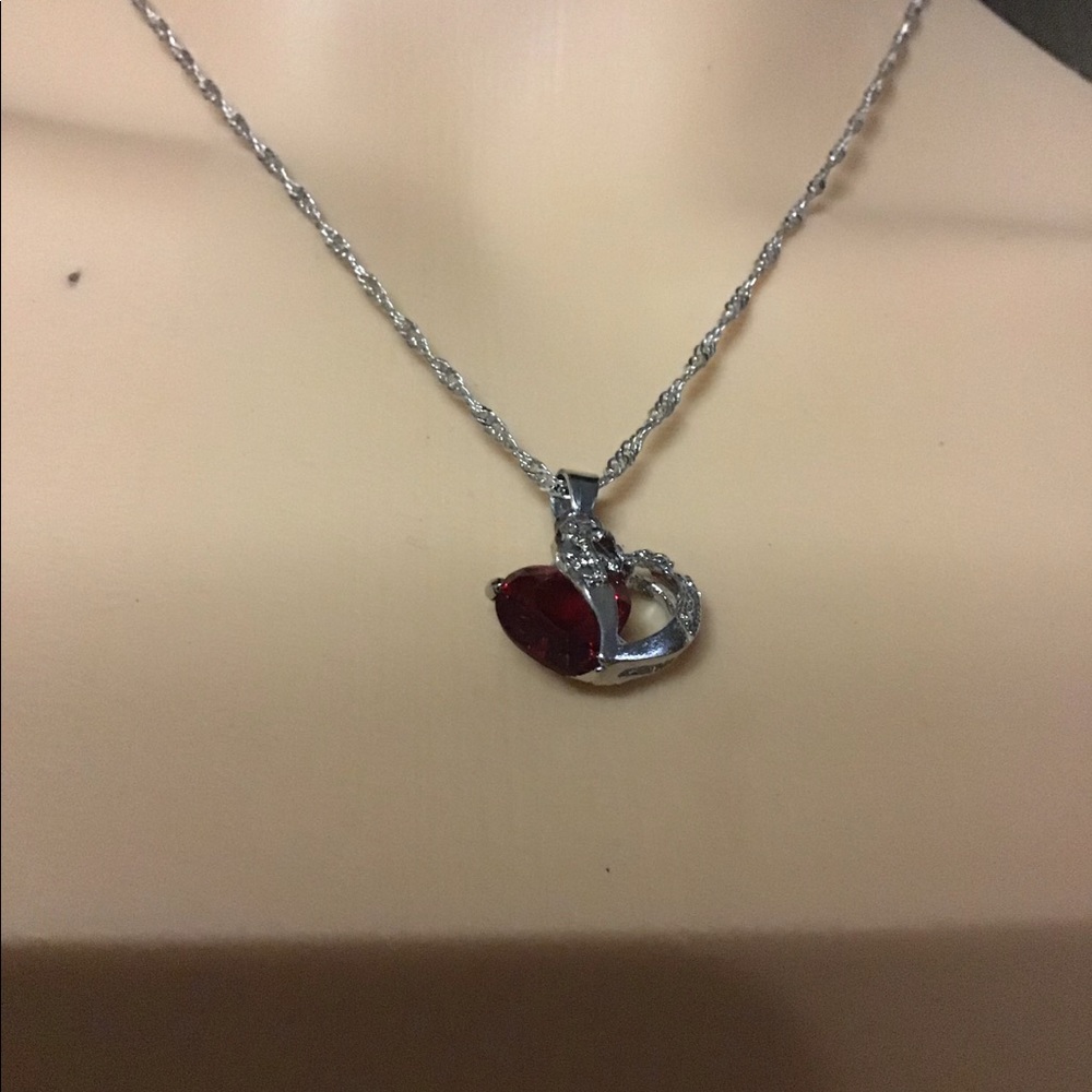 ❤️ ⭐️🔥Silver Redstone heart Women necklace - Picture 3 of 3
